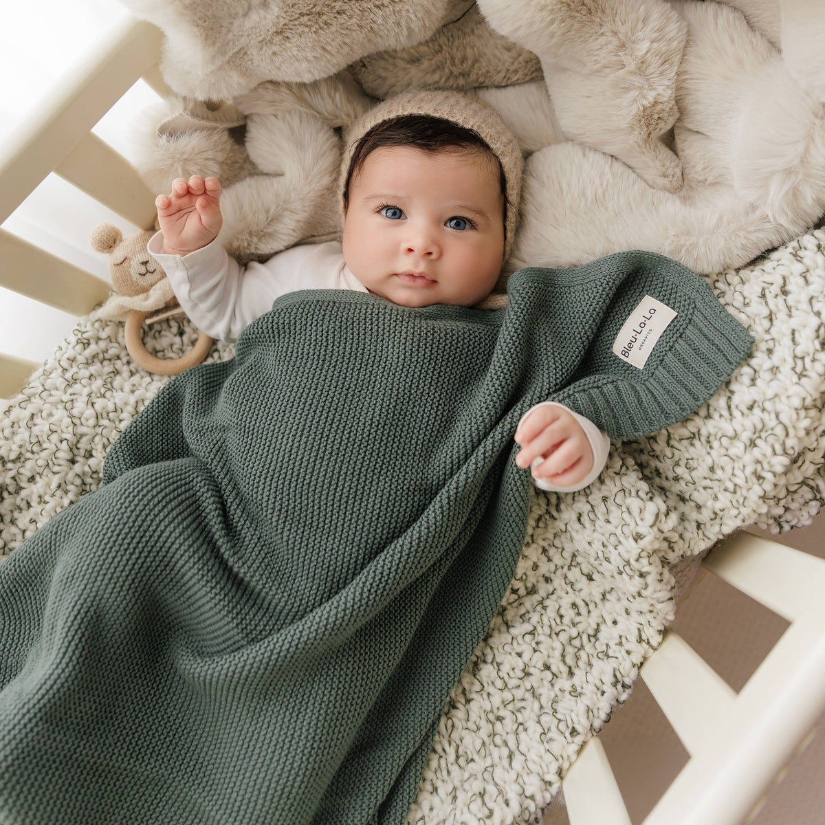 Heritage Knit 100% Organic Cotton Swaddle Baby Blanket
