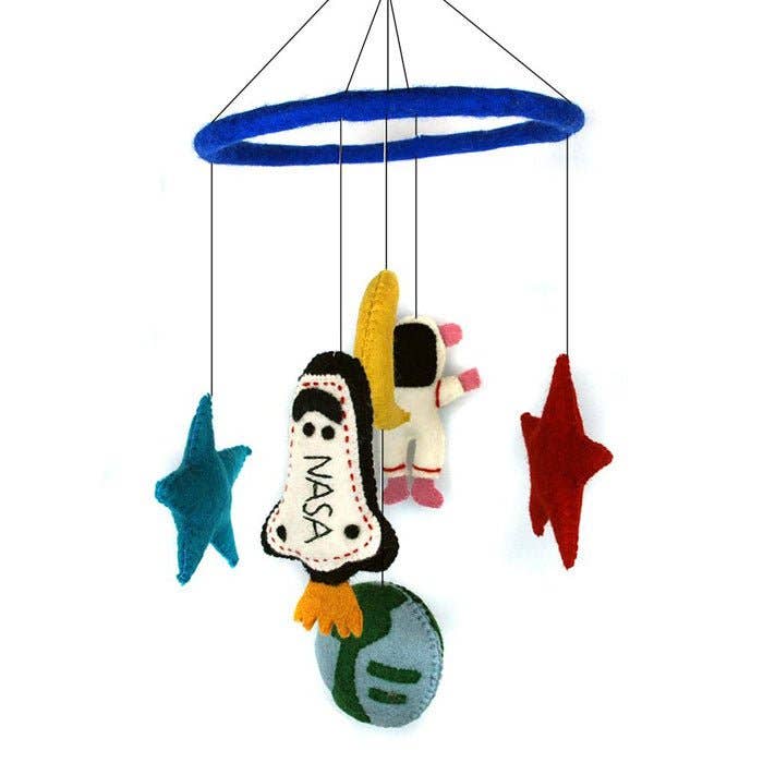 Felted NASA Theme Mobile Hanging