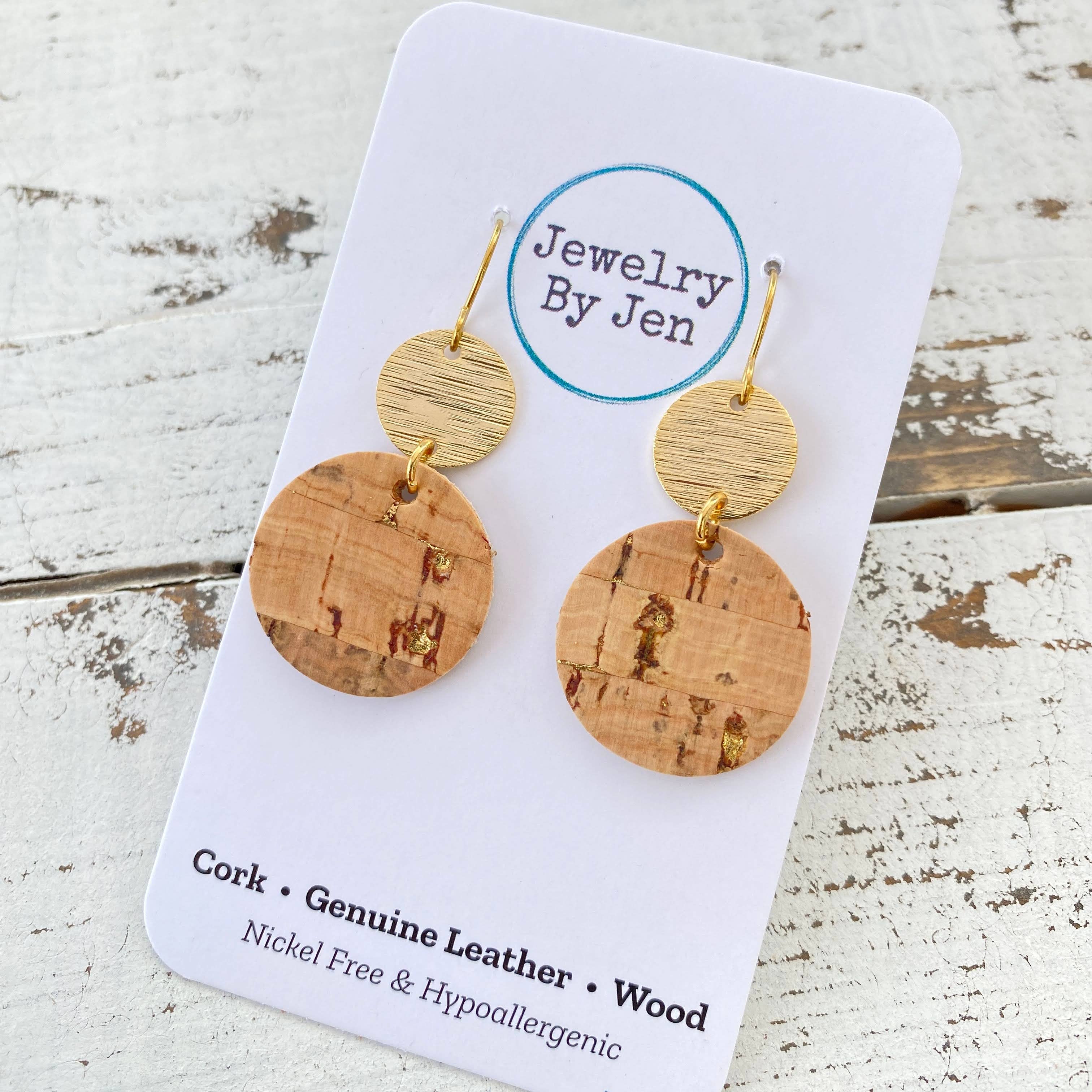 Cork w/Gold Accent  Earrings