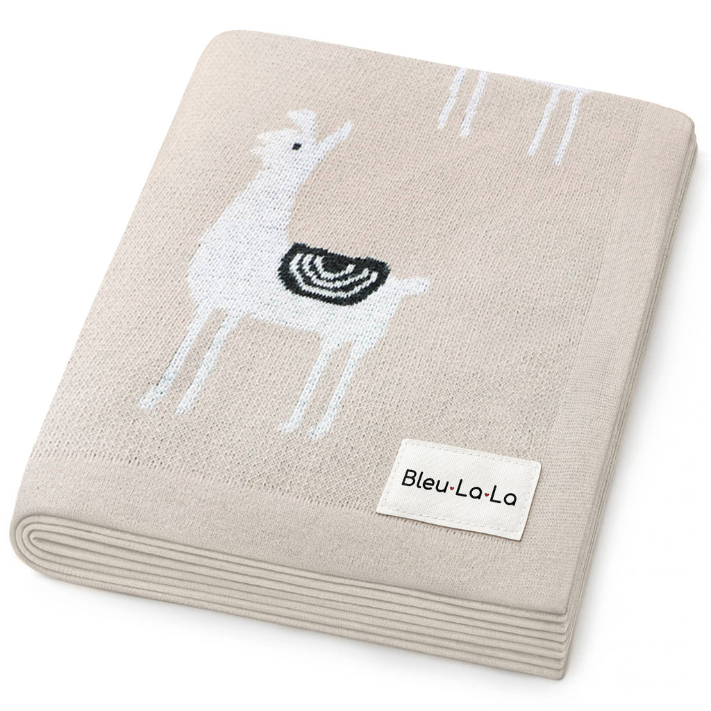 100% Luxury Cotton Swaddle Receiving Baby Blanket - Llama