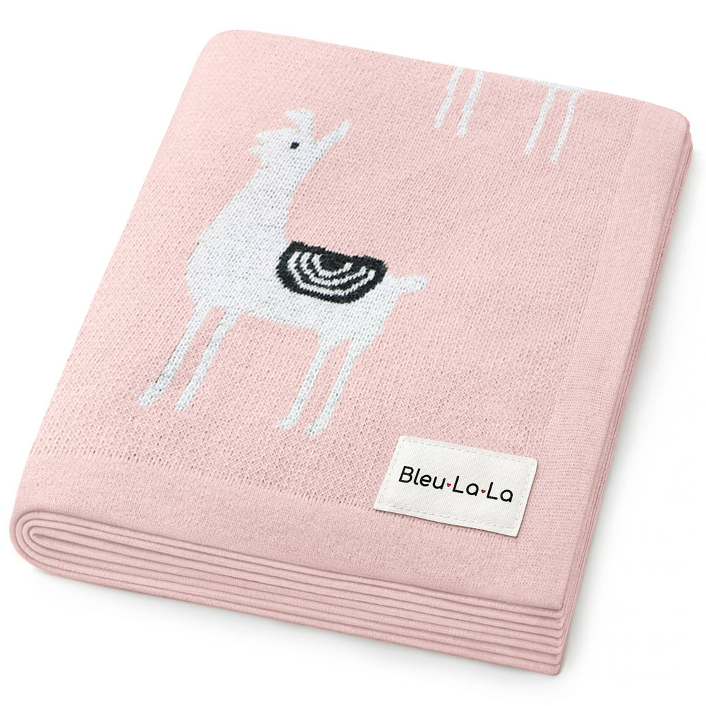 100% Luxury Cotton Swaddle Receiving Baby Blanket - Llama