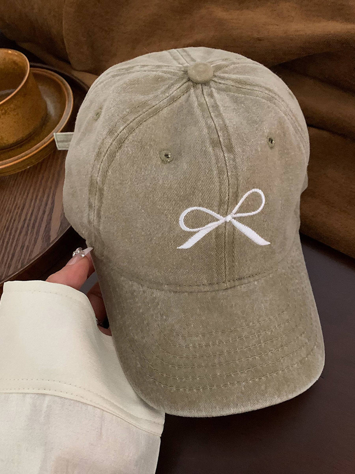 Bow Embroidered Baseball Cap