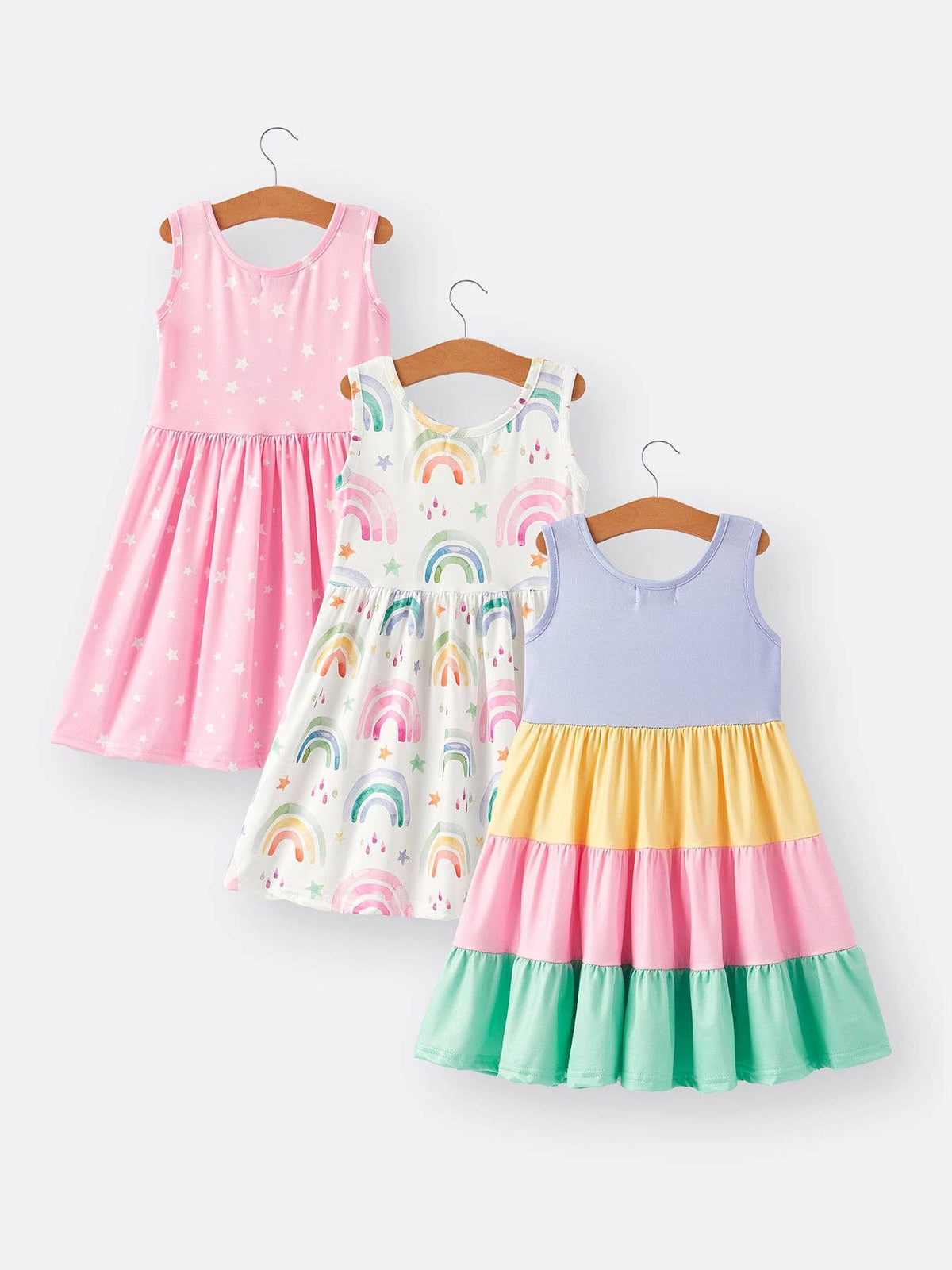 Rainbow Star Colorful 3-Piece Dress Set: 4-5Y