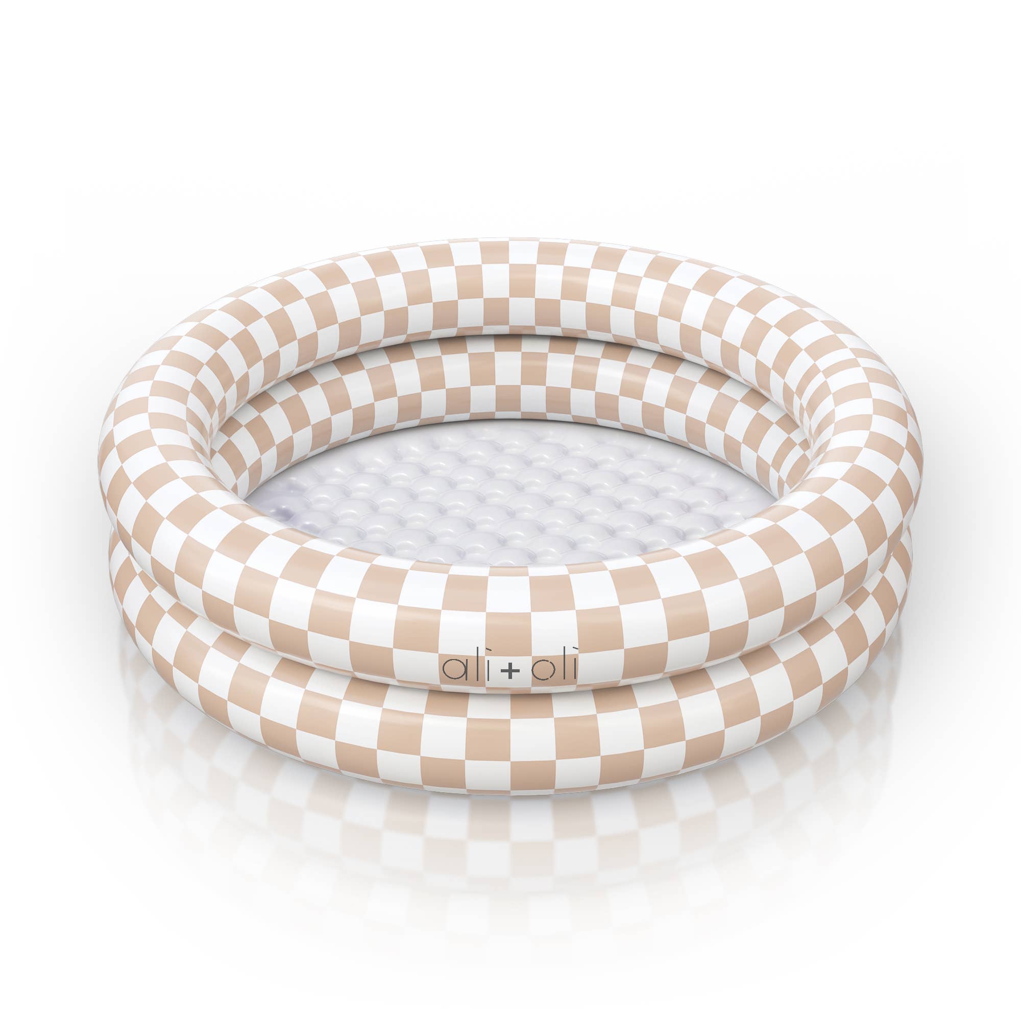 Ali+Oli Two-Ring Inflatable Kiddie Pool (Tan Checkers)