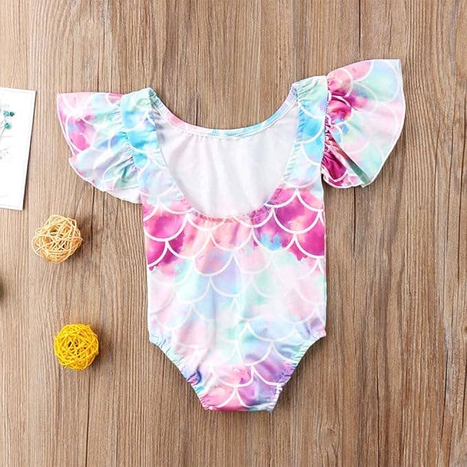 Mermaid Print Toddler Girl One-Piece Swimsuit