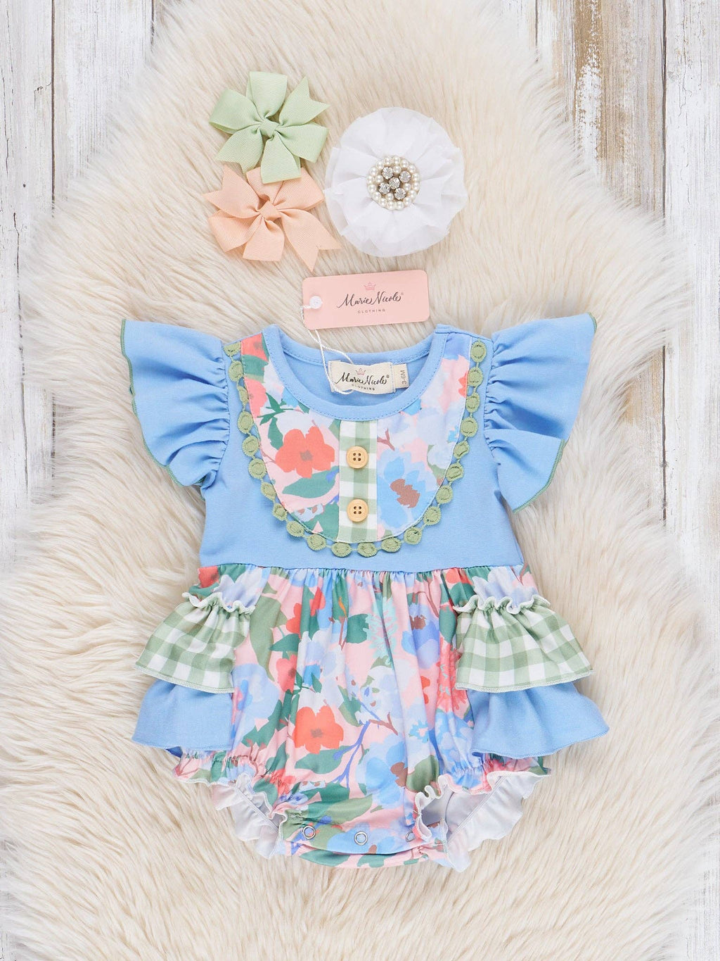Springtime Flutter Floral Ruffle Bubble Romper