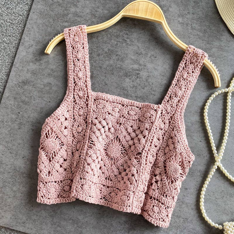 Crosa - Vintage Crochet Design Camisole - A Perfect Summer Top Tank