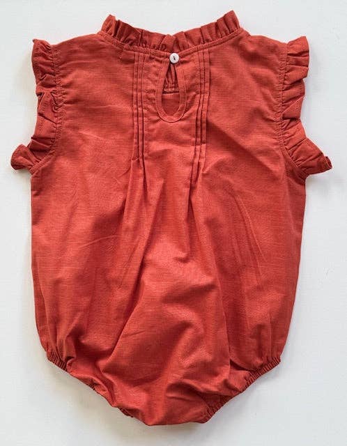 The Daphne-Coral- Organic Linen Blend Romper