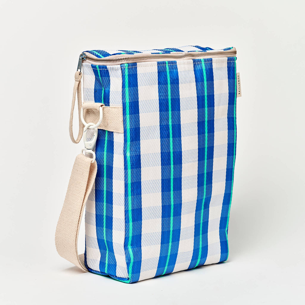 Recycled Nylon Drinks Cooler Bag La Mer Blue Neon