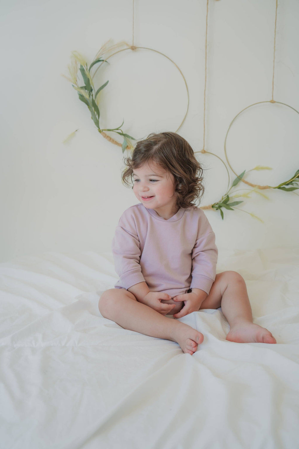 The Marley-Cornflower- long sleeve organic bubble romper