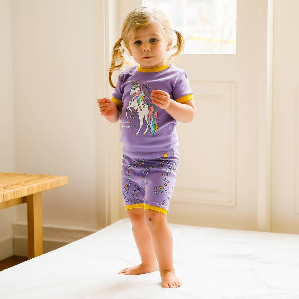 Purple Unicorn Short Sleeve Pajama Set
