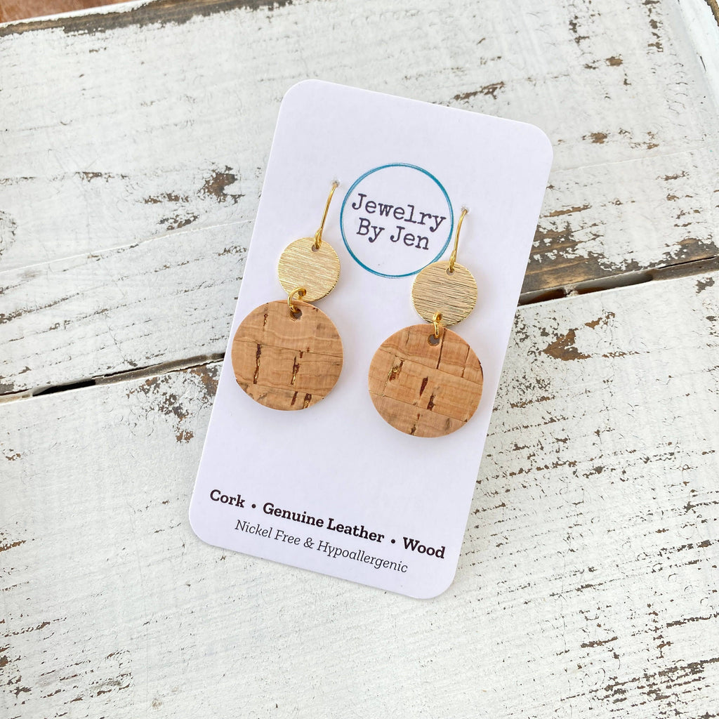 Cork w/Gold Accent  Earrings