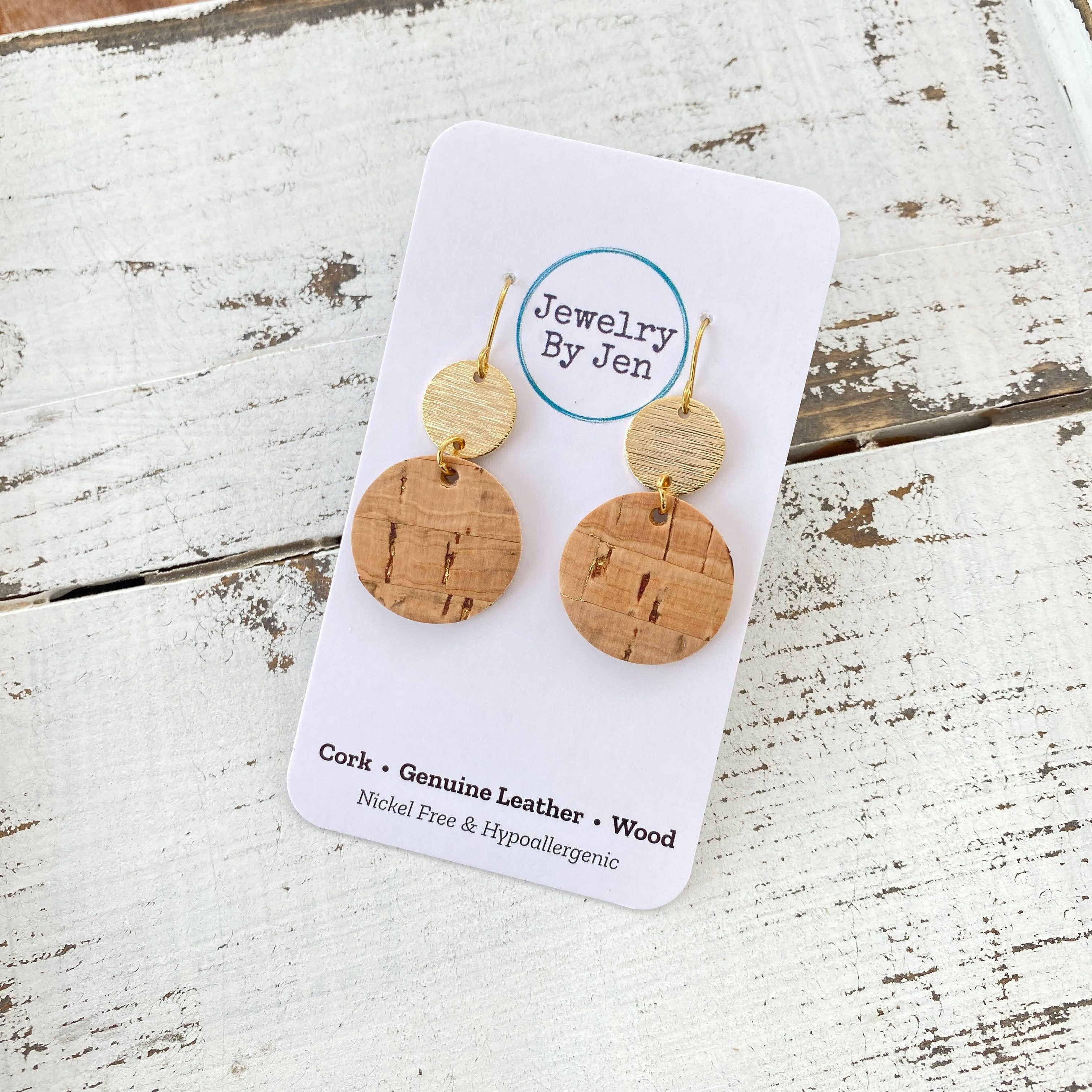 Cork w/Gold Accent  Earrings