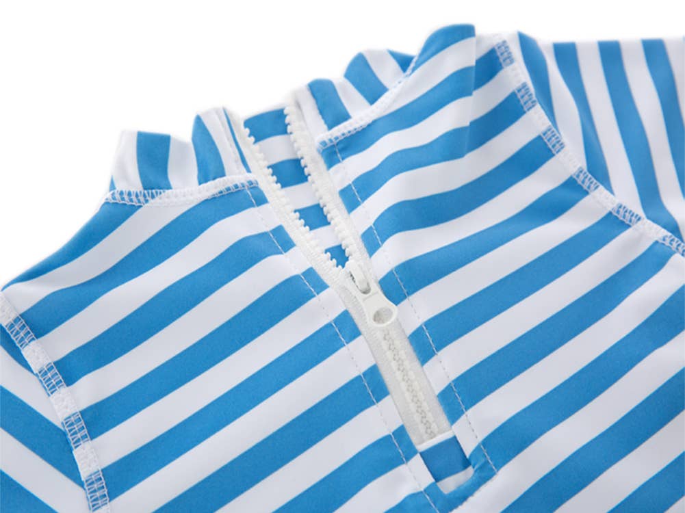 Blue Sailor Boats Striped 3pcs Boy Swimwear Set