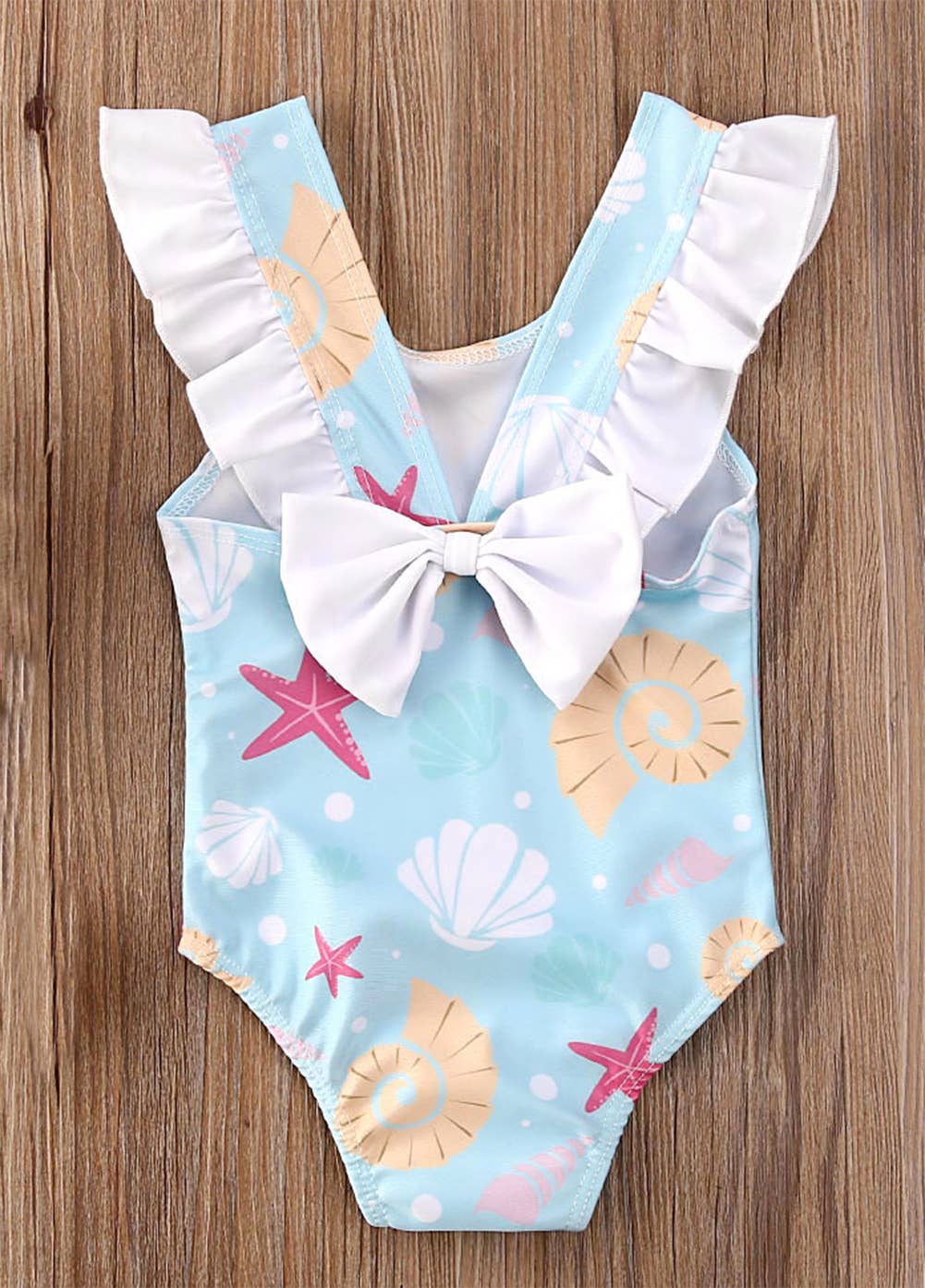 Blue Seashells 1-Piece Girl Swimsuit