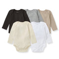 Solid Organic Cotton Long Sleeve Baby Bodysuits 5 Pack - Ash