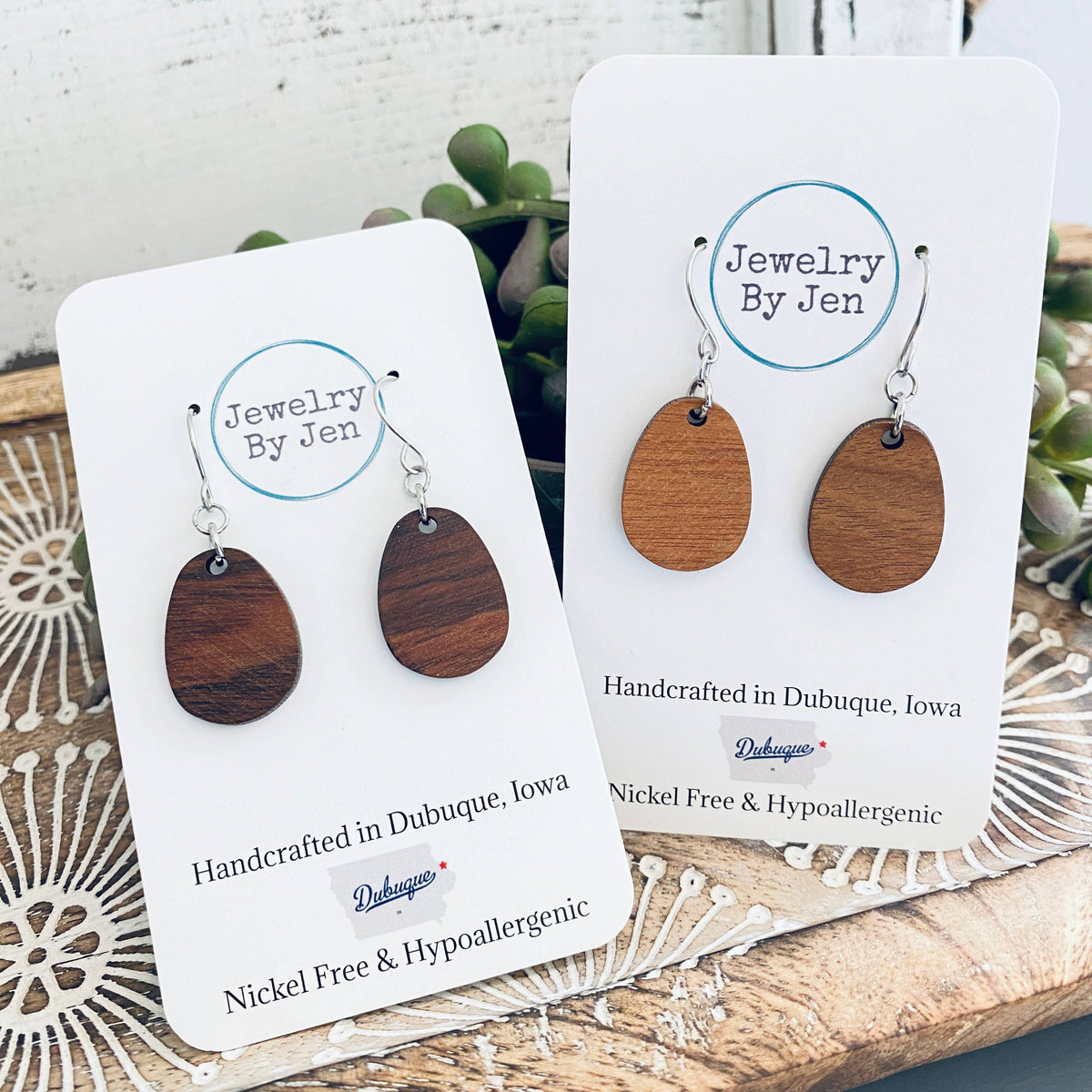 Wood Teardrop Earrings (Small)
