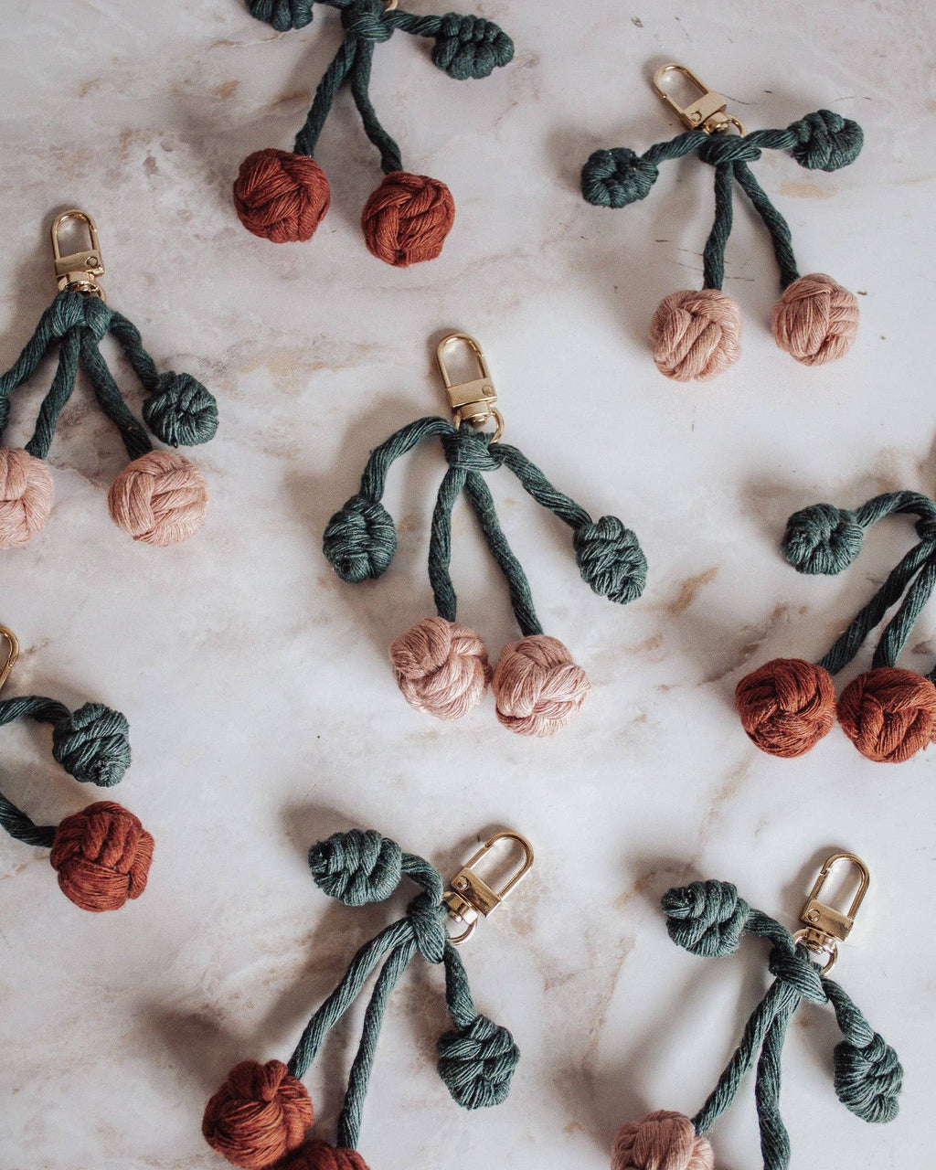 Macrame Cherry Keychain / Bag Charm