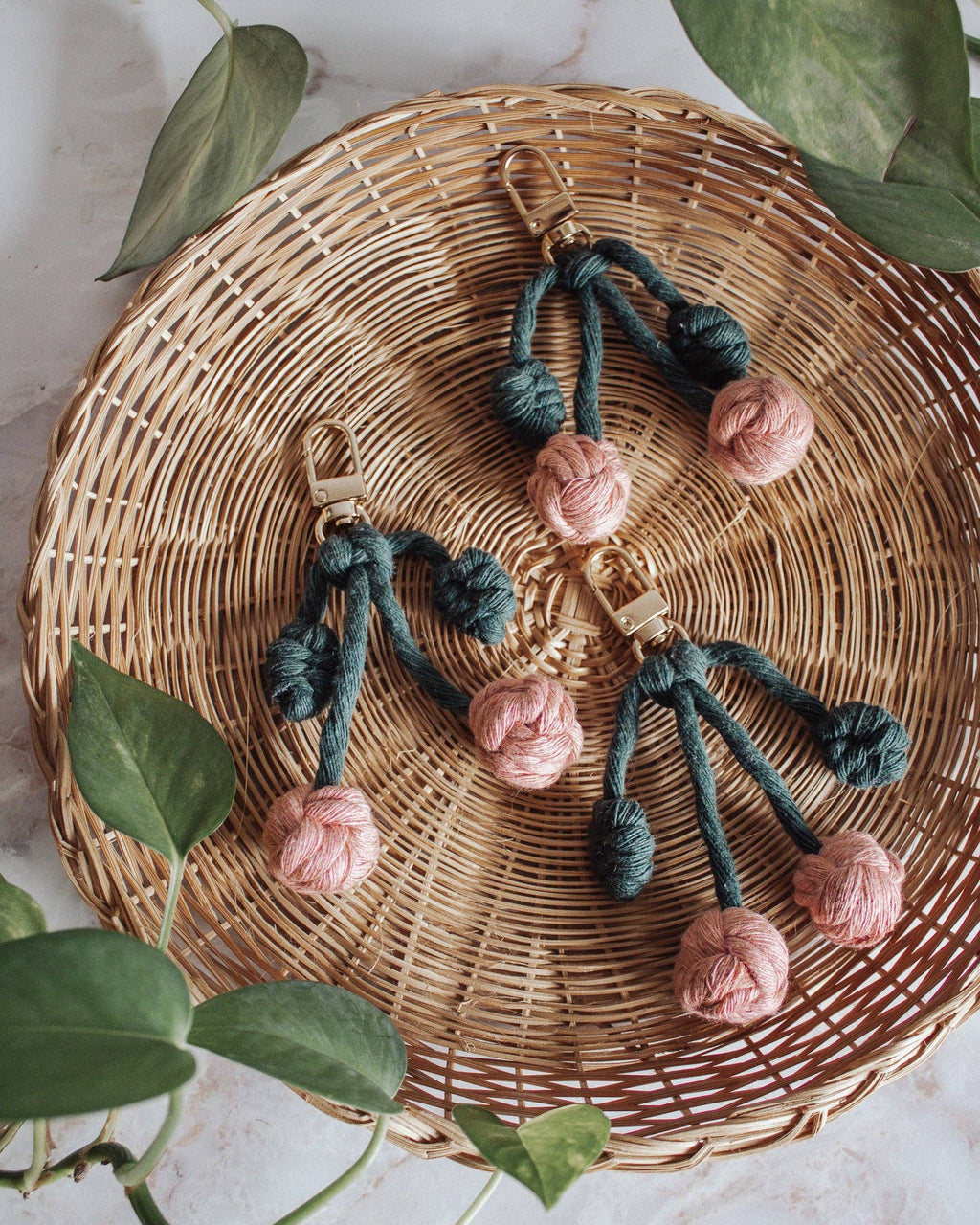 Macrame Cherry Keychain / Bag Charm