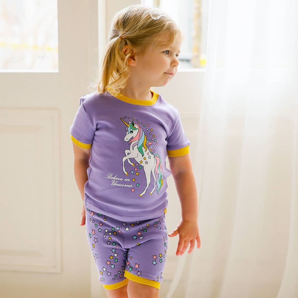 Purple Unicorn Short Sleeve Pajama Set