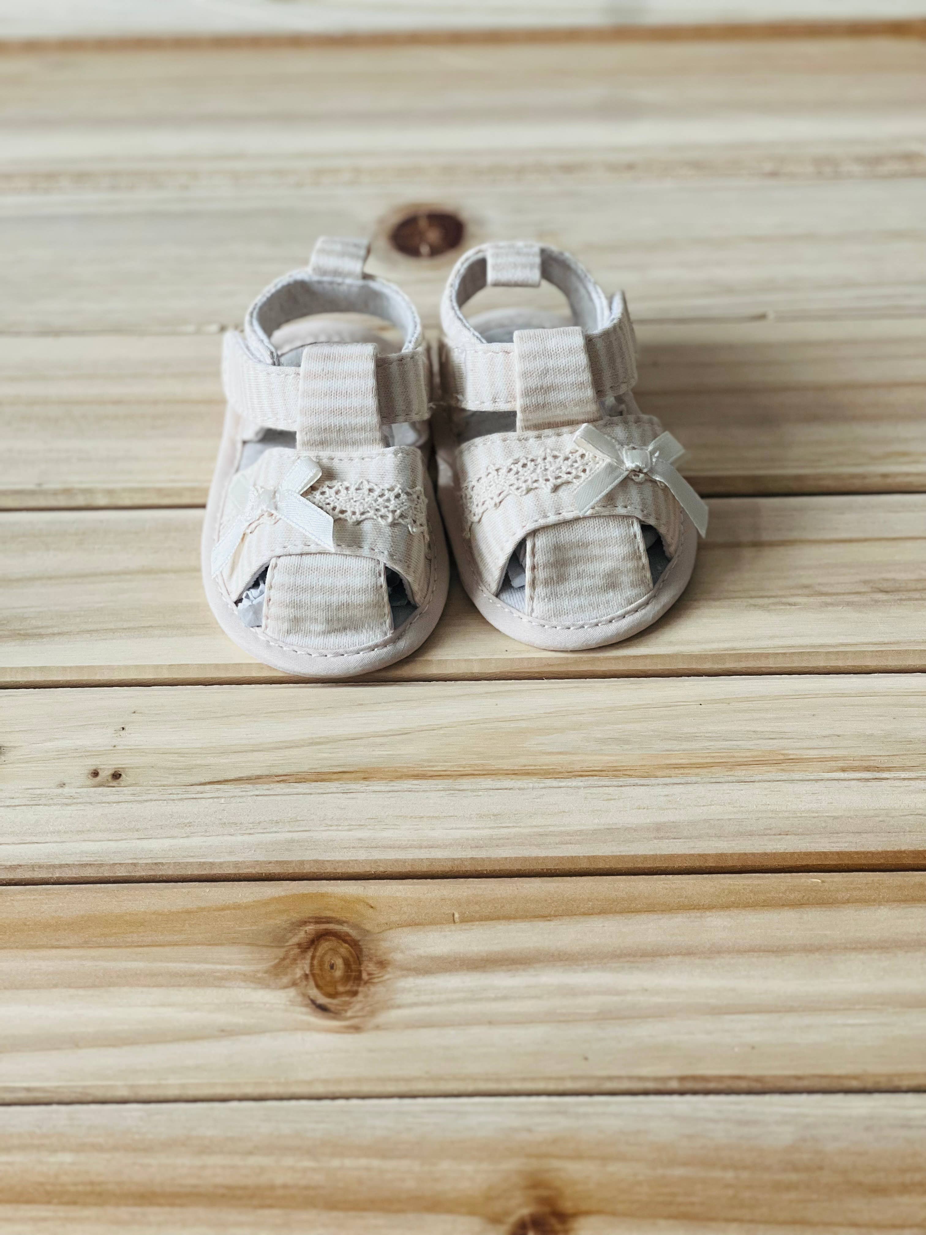 Baby Girls Beige Striped Sandals