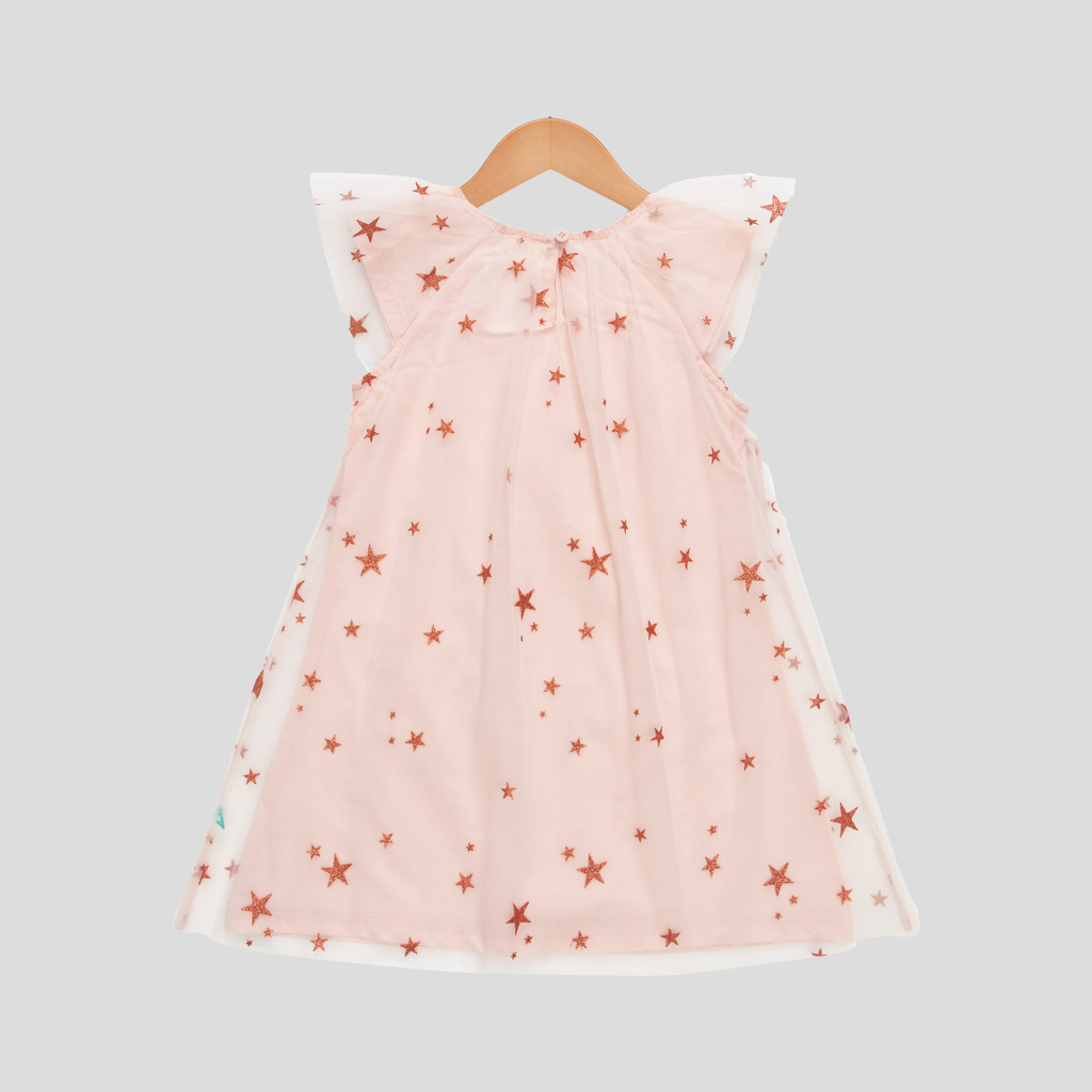 Starry Tulle Sleeveless Dress for Toddler - Peach