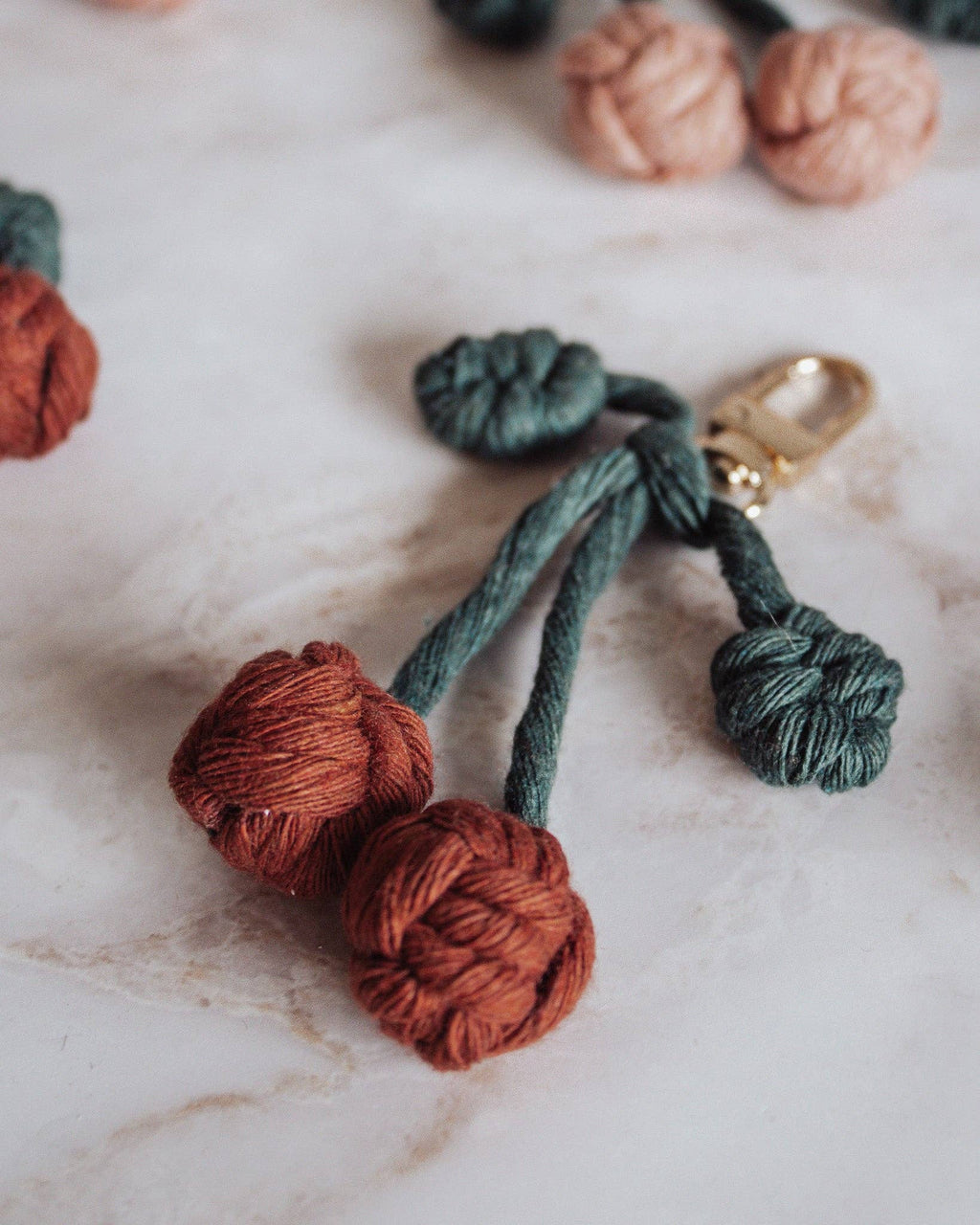 Macrame Cherry Keychain / Bag Charm