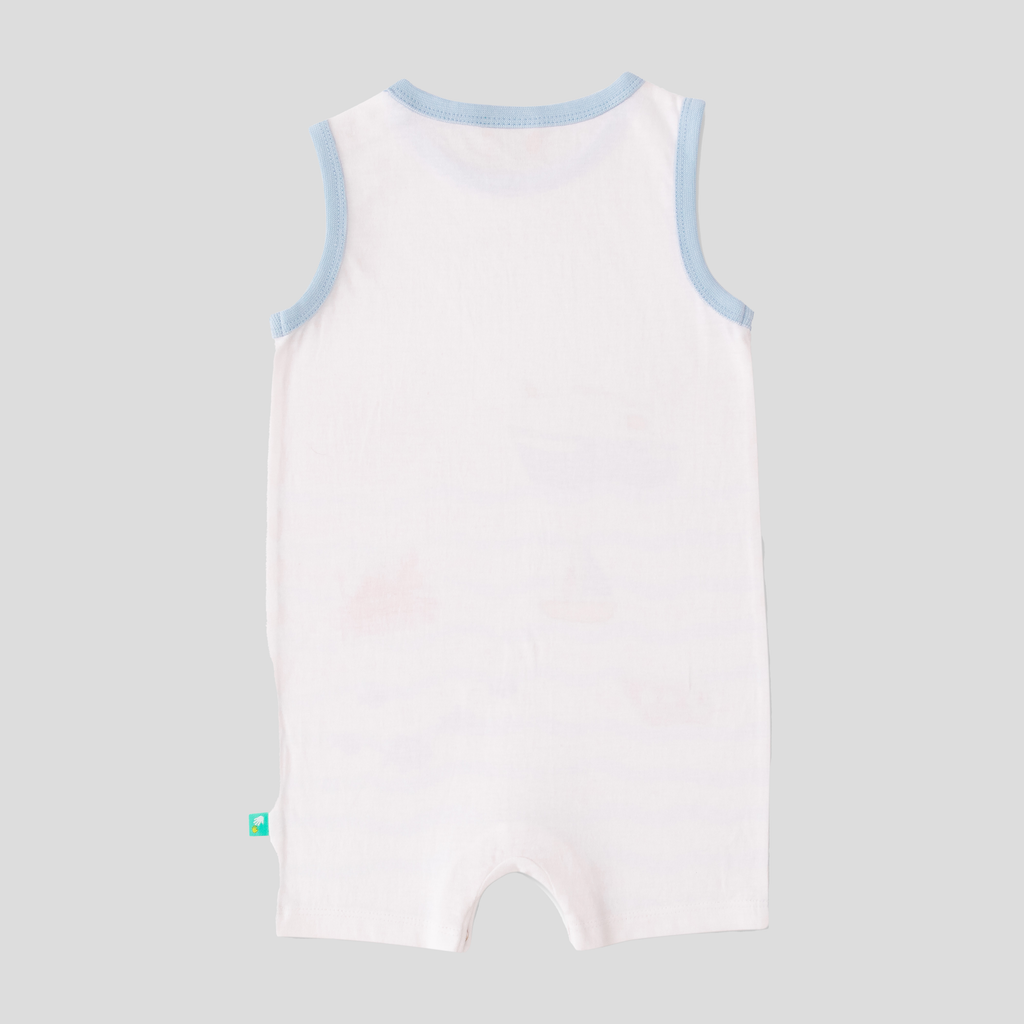 Sleeveless Striped & Printed Romper for Baby Boys