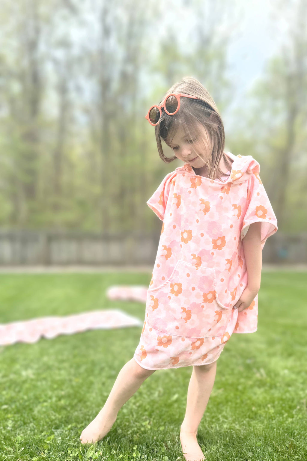 Blush Meadow Toddler & Kids Hooded Towel Pool Poncho