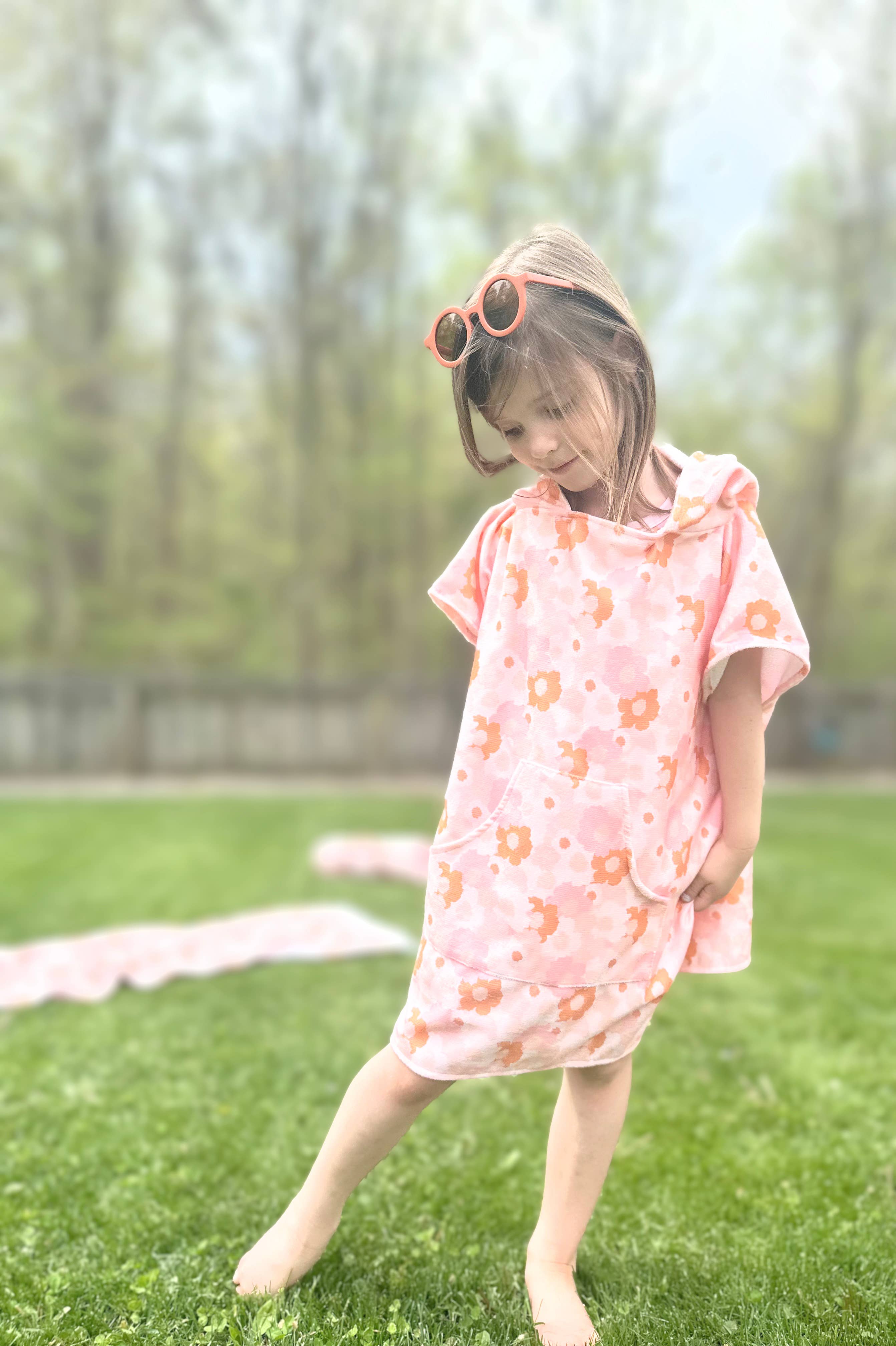 Blush Meadow Toddler & Kids Hooded Towel Pool Poncho
