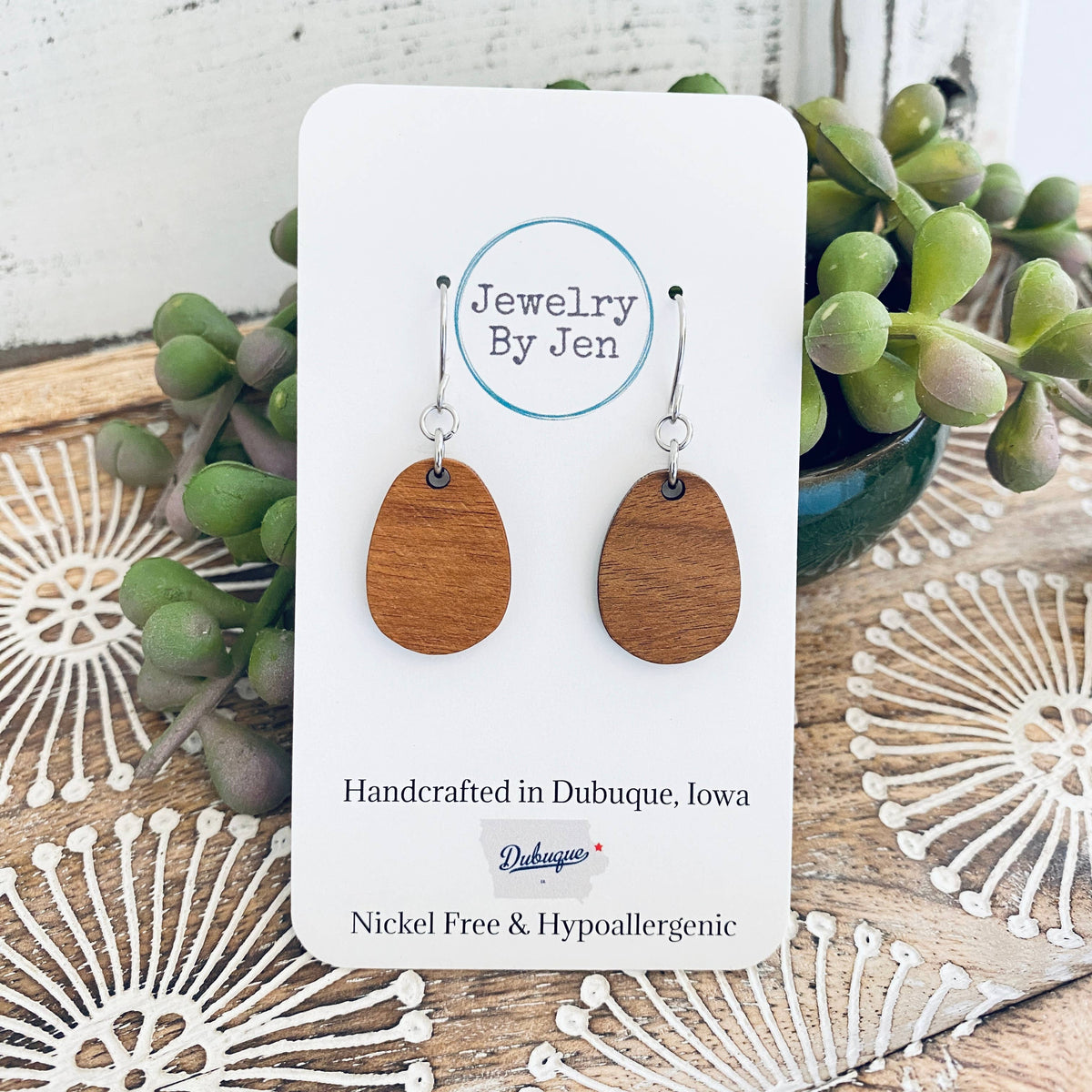 Wood Teardrop Earrings (Small)
