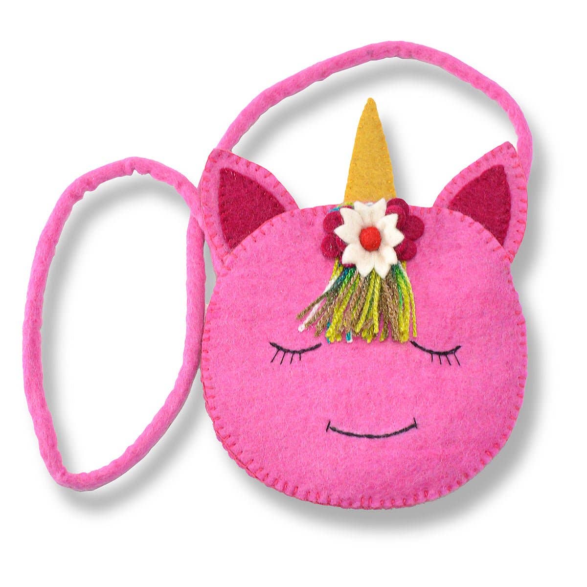 Felted Round Face Unicorn Shape Cross-body Bag
