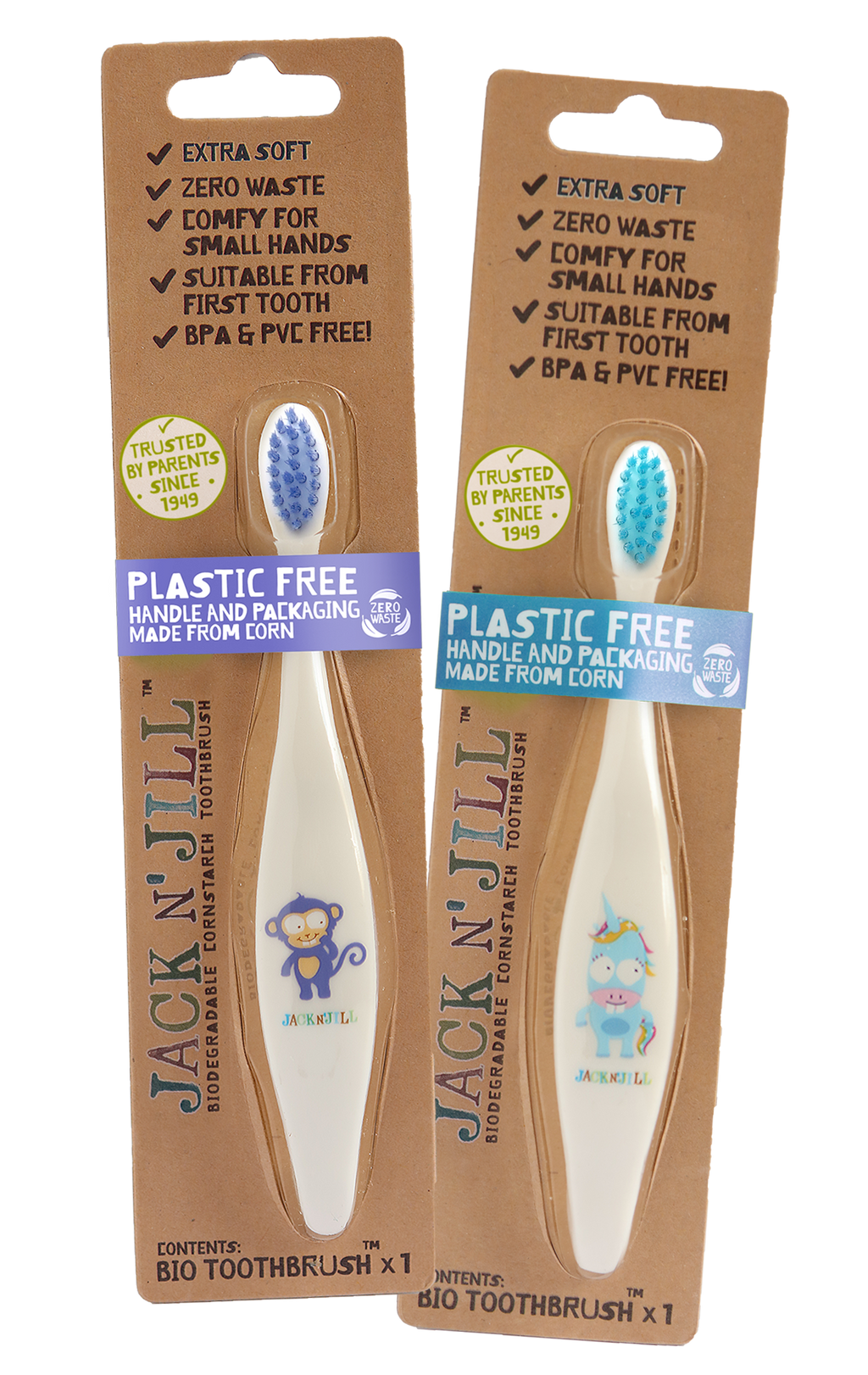 Jack N' Jill Kids Toothbrush - Assortment Unicorn & Monkey