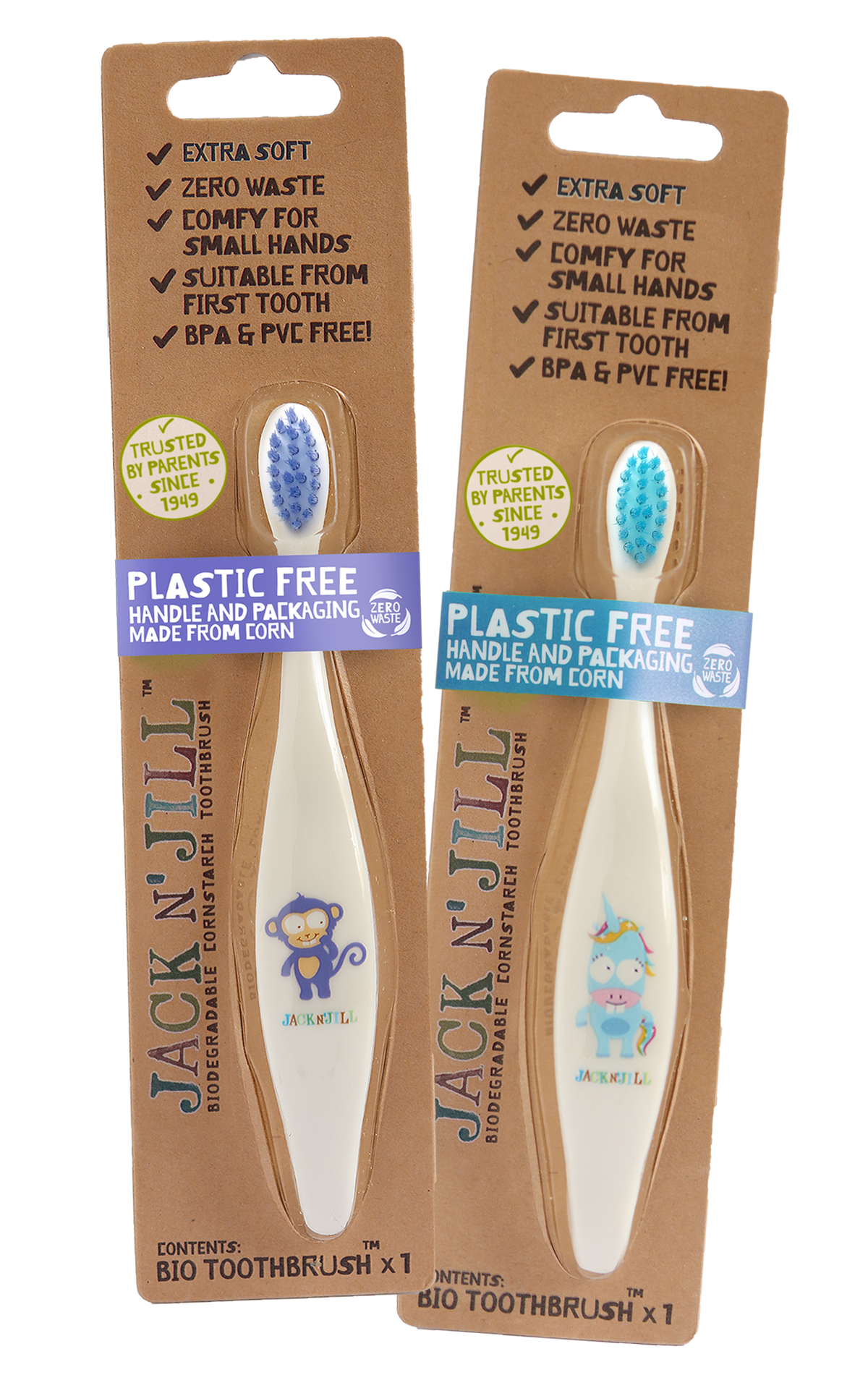 Jack N' Jill Kids Toothbrush - Assortment Unicorn & Monkey