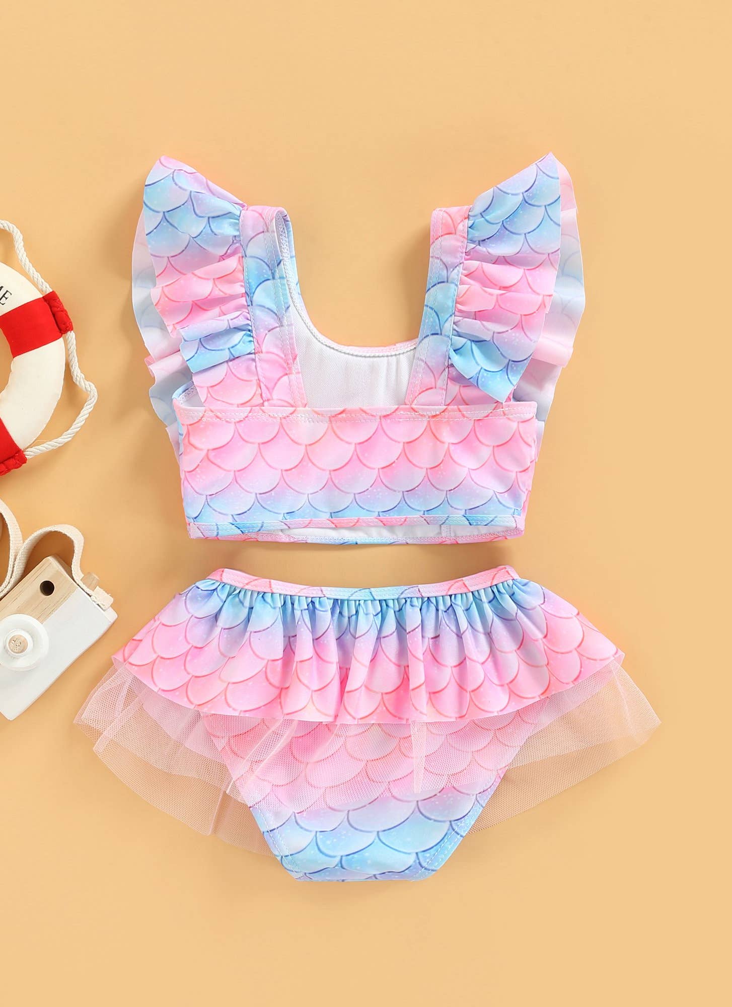 Blue-Pink Ice-Cream 2pcs Girl Swimsuit