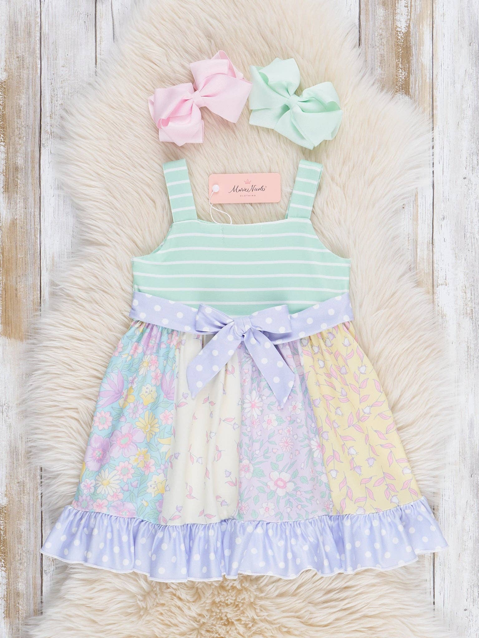 Pastel Buds & Blooms Ruffle Tie Dress