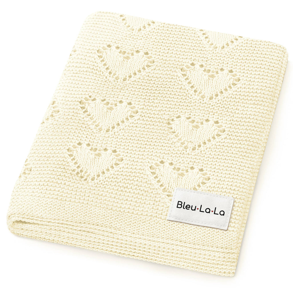 100% Luxury Cotton Receiving Swaddle Baby Blanket - Heart