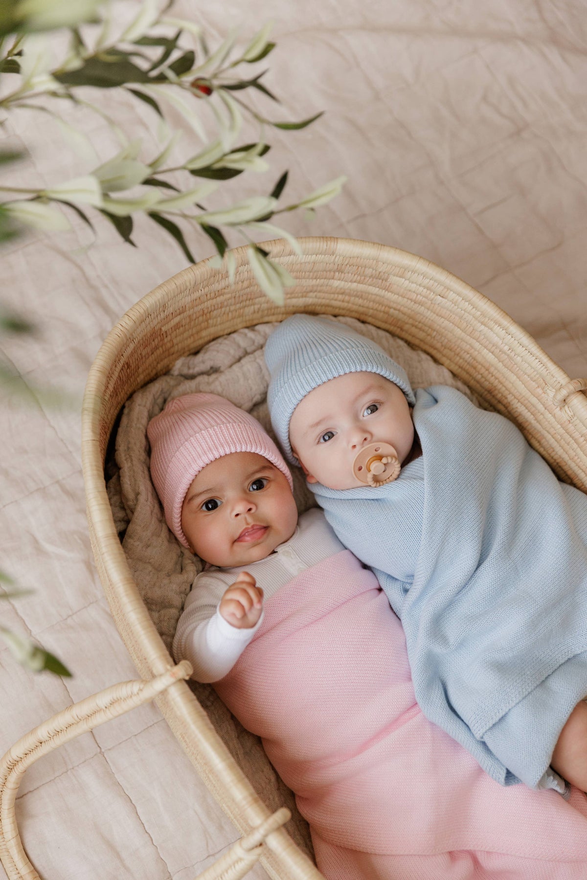 Luxe - 100% Organic Cotton Knit Blanket + Hat Boxed Gift Set