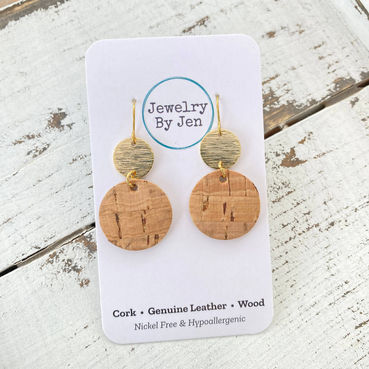Cork w/Gold Accent  Earrings