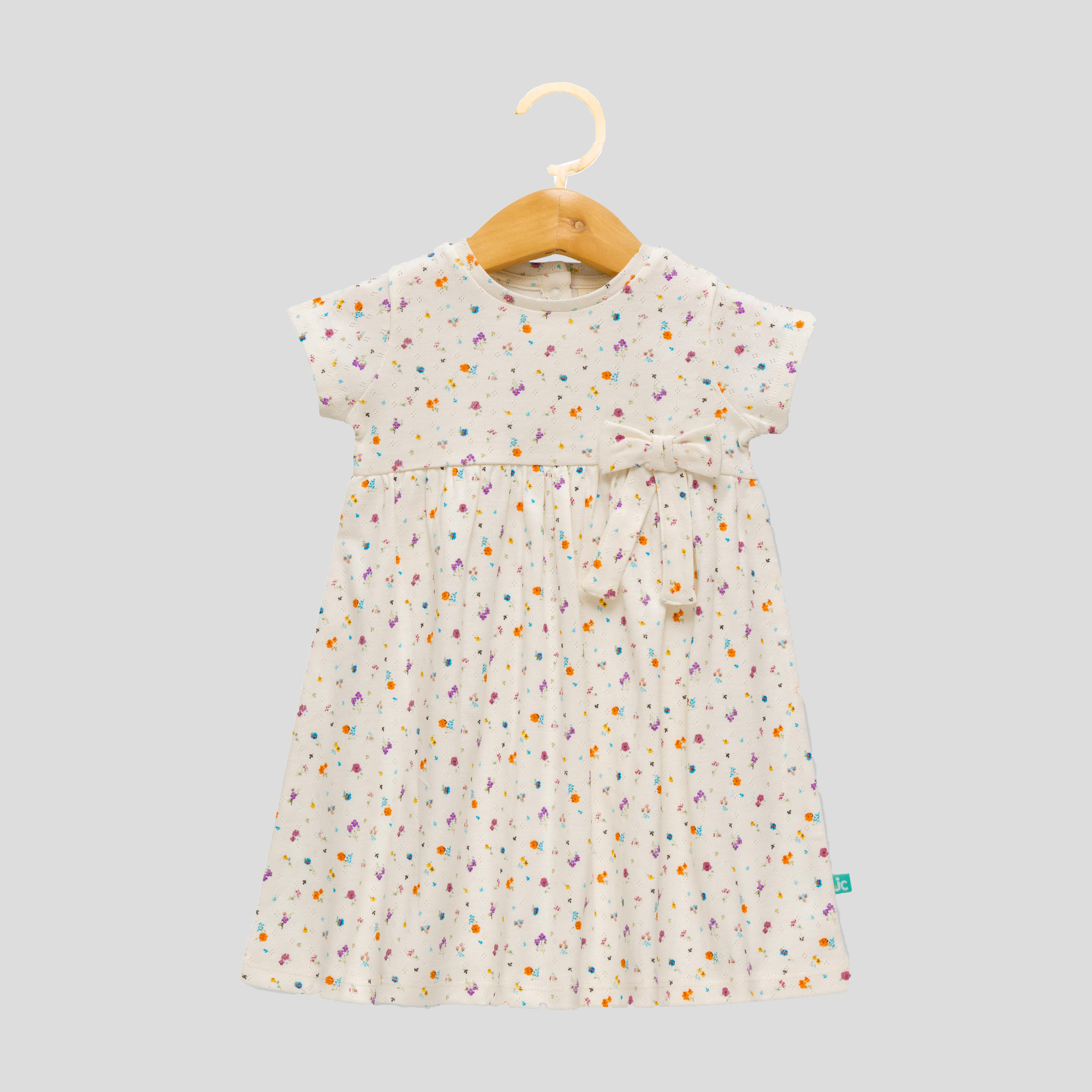 Elegant Floral Flair Dress with Bow for Toddlers