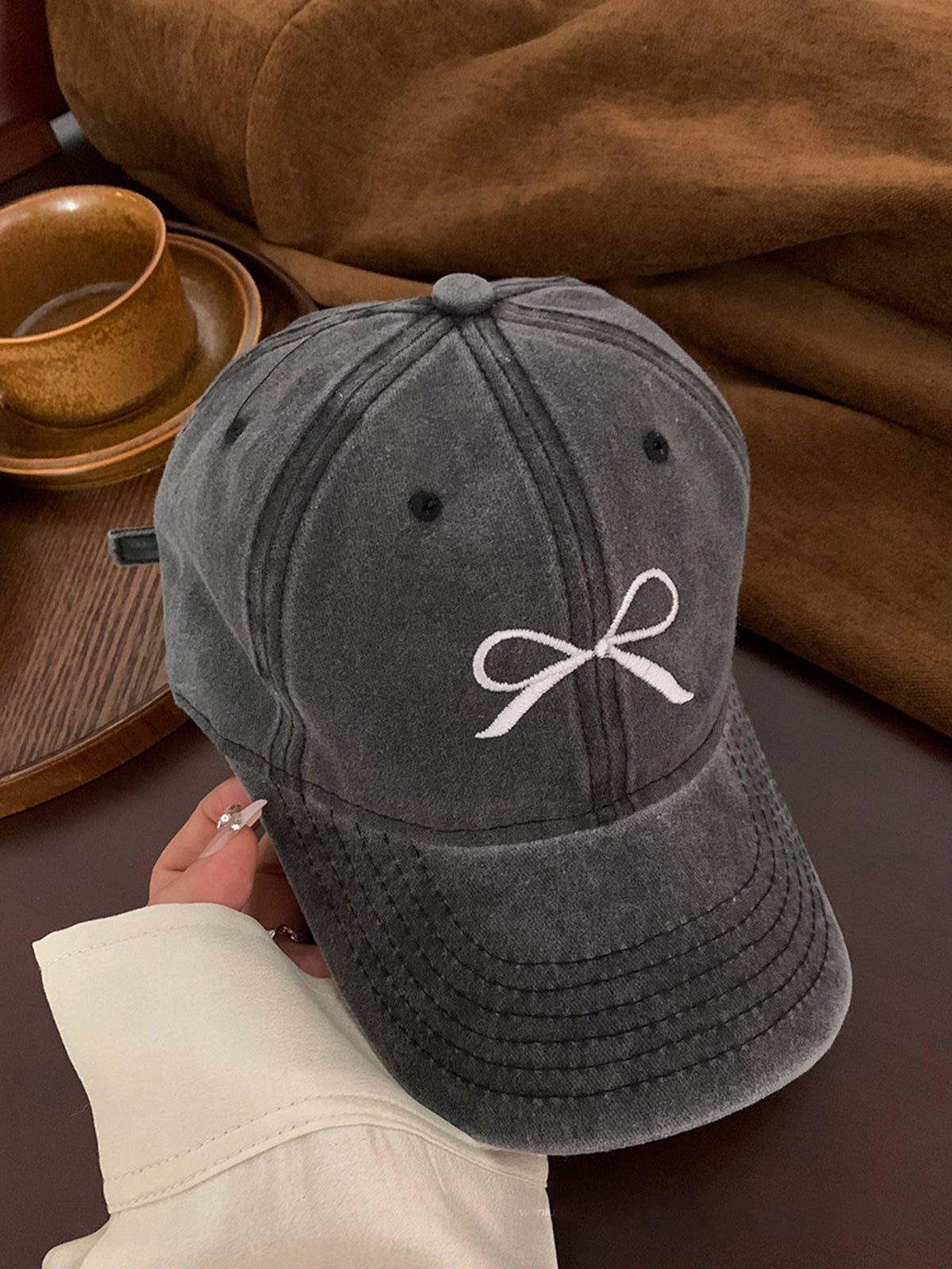 Bow Embroidered Baseball Cap