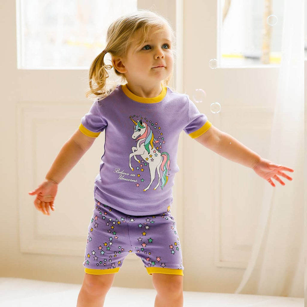 Purple Unicorn Short Sleeve Pajama Set