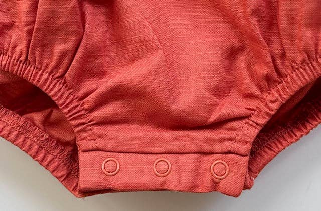The Daphne-Coral- Organic Linen Blend Romper