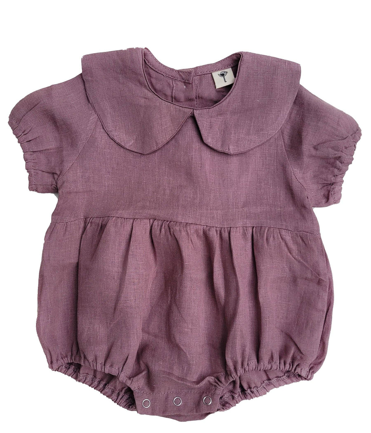 Peter Pan Collar Linen Bubble Romper + Bow | Allie