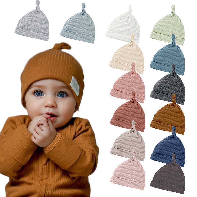 Baby Cotton Beanie Hat for 0-6 Months - All-Season Soft Cap