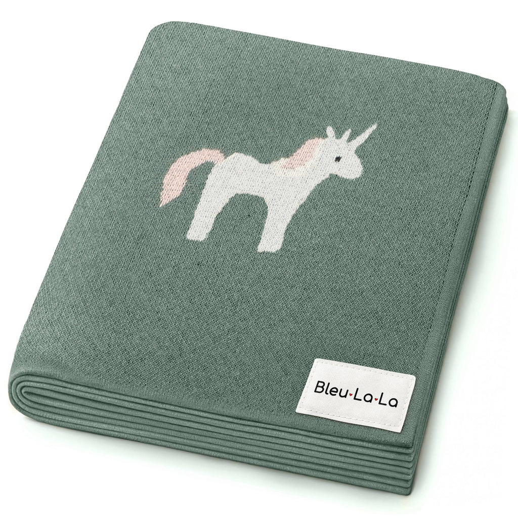 100% Luxury Cotton Swaddle Receiving Baby Blanket - Unicorn