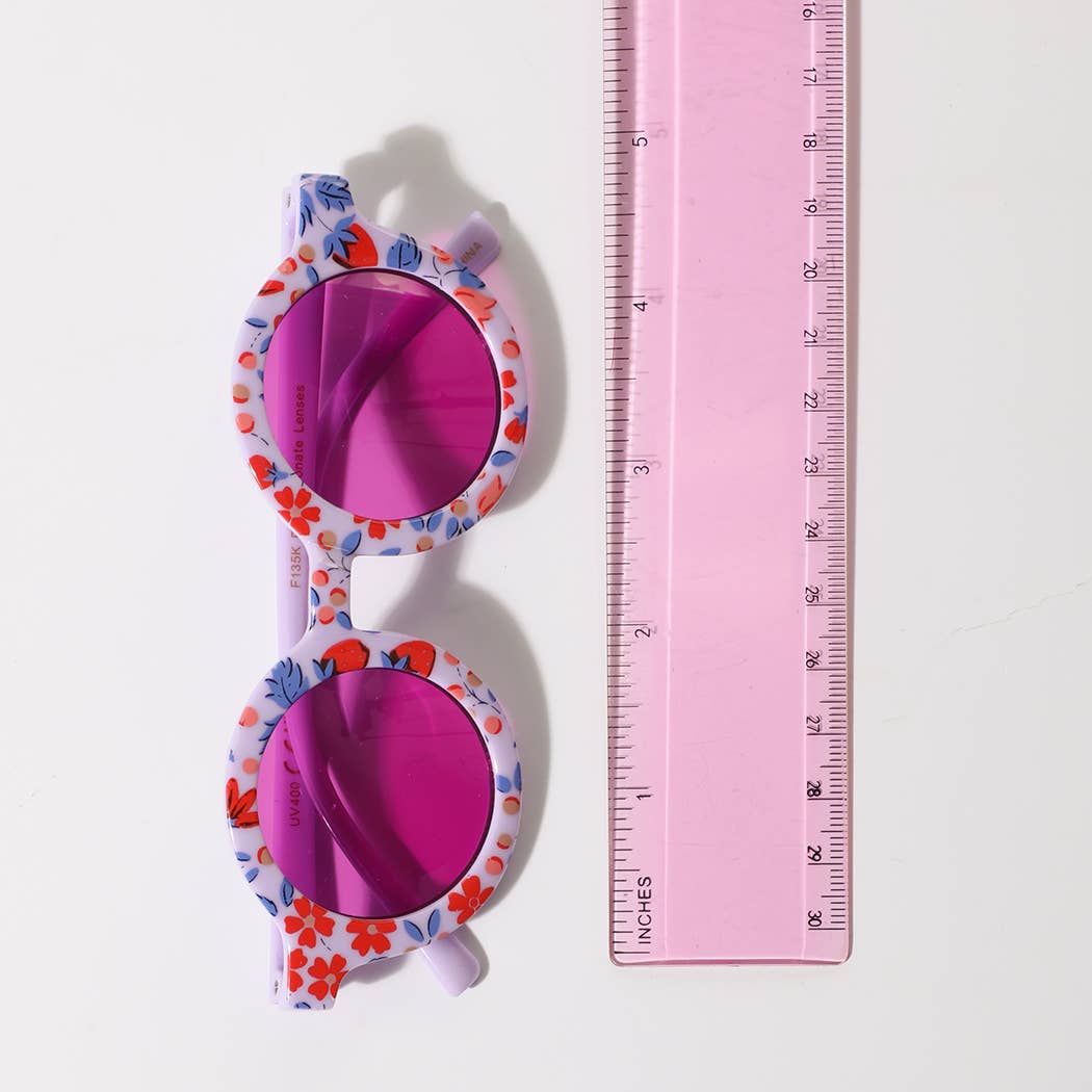 Girls Floral Round Frame Sunglasses