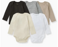 Solid Organic Cotton Long Sleeve Baby Bodysuits