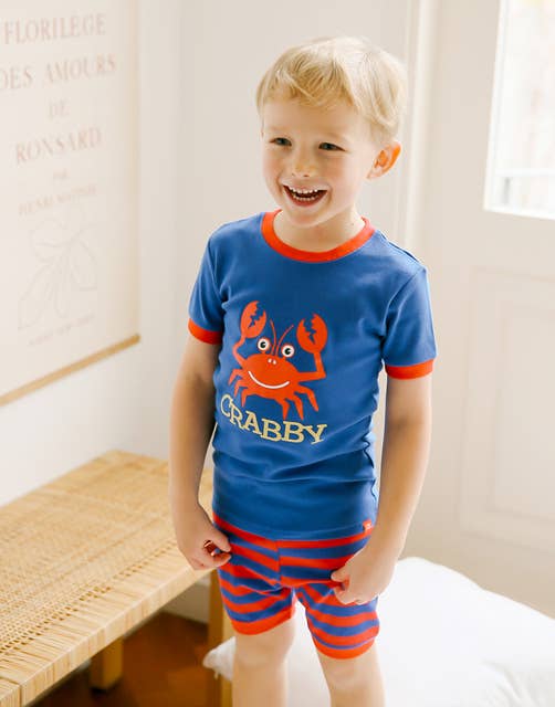 Blue Crab Short Sleeve Pajama Set
