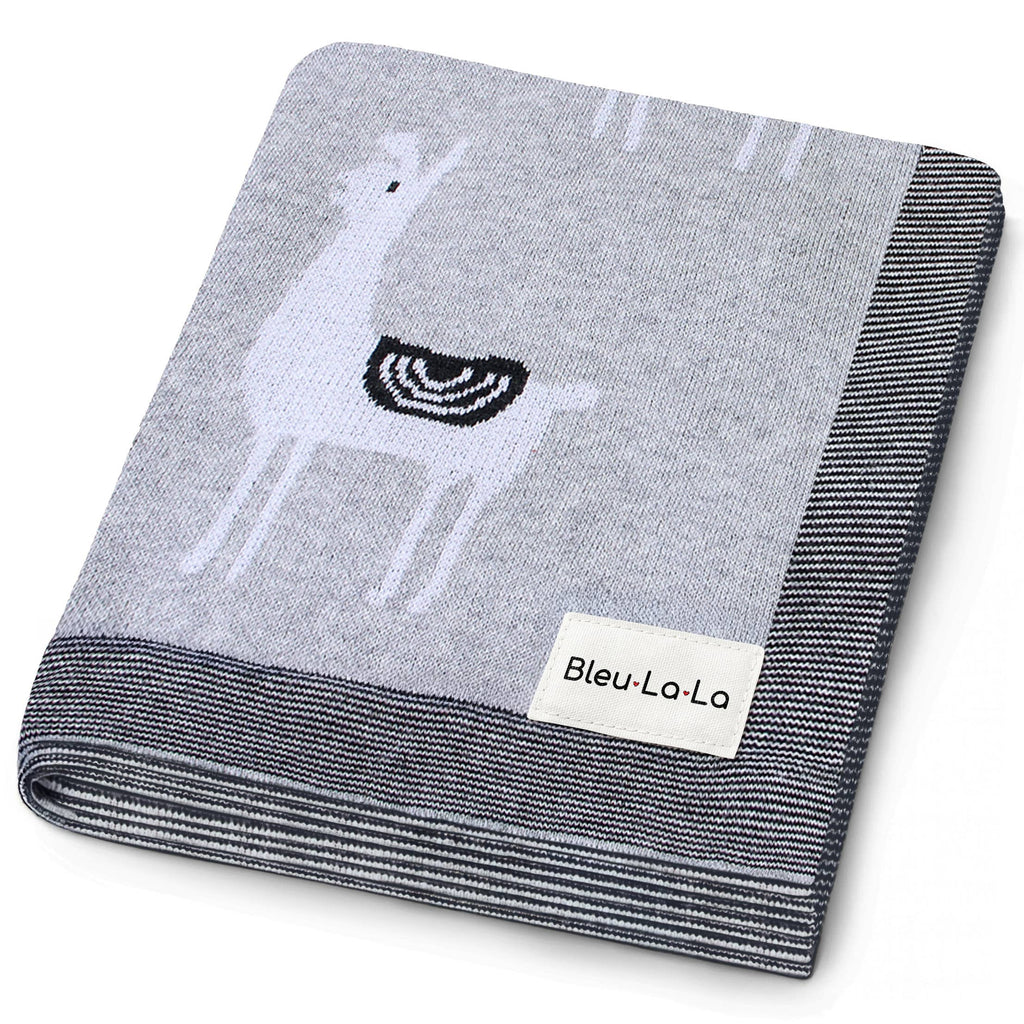 100% Luxury Cotton Swaddle Receiving Baby Blanket - Llama